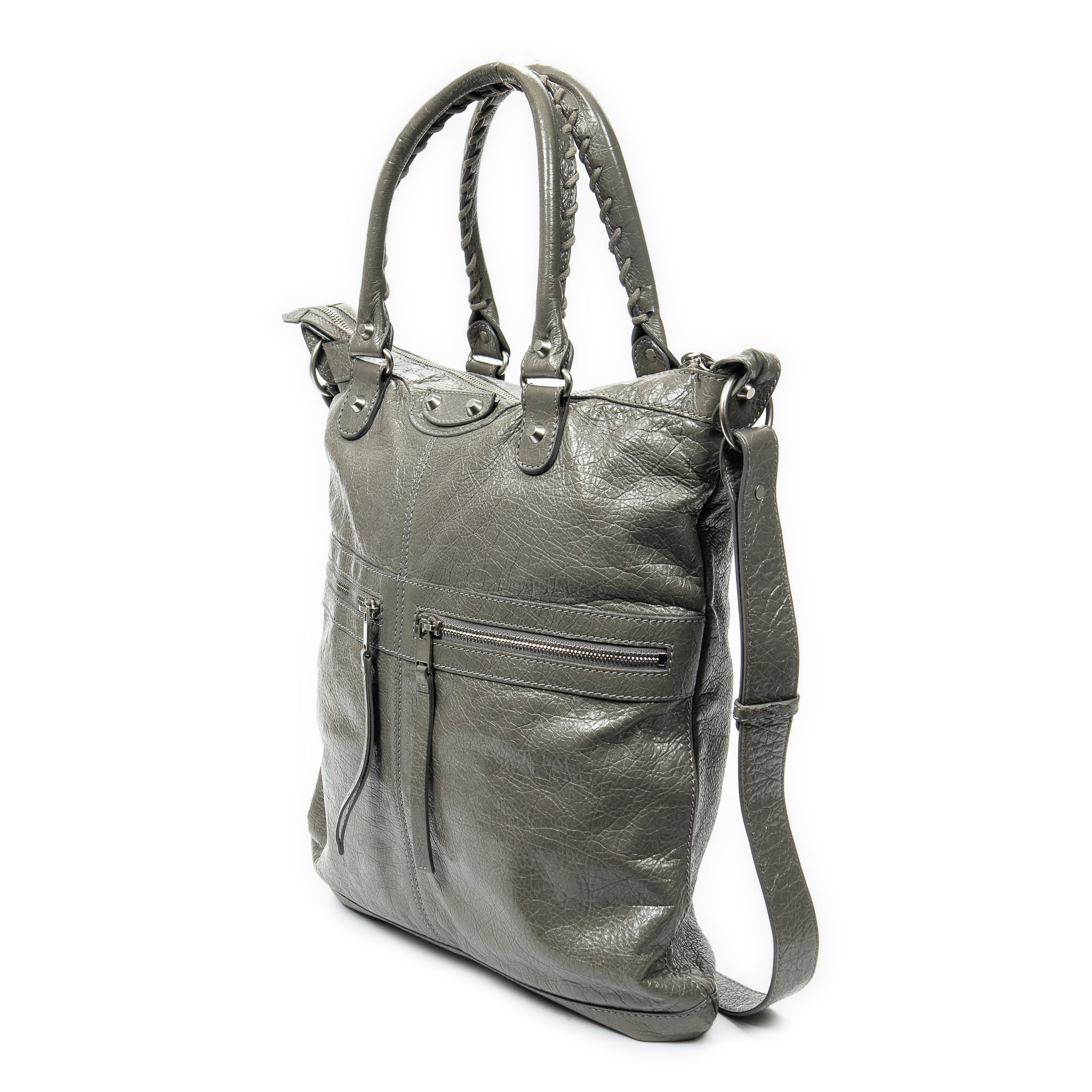 Shoulder bag Large Classic Square Carryall Grey Distressed Calfskin Leather