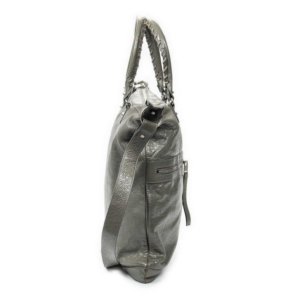 Shoulder bag Large Classic Square Carryall Grey Distressed Calfskin Leather