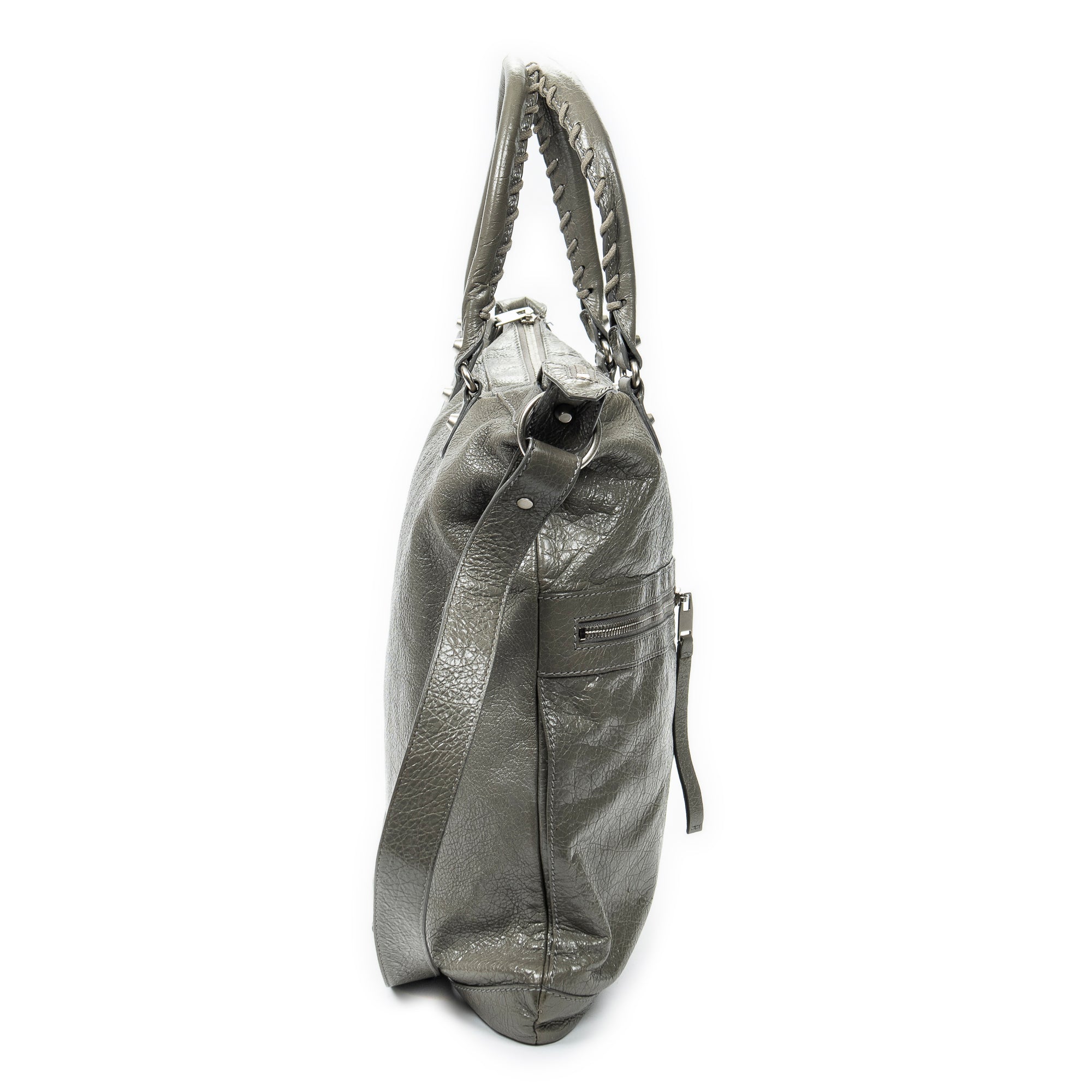 Shoulder bag Large Classic Square Carryall Grey Distressed Calfskin Leather