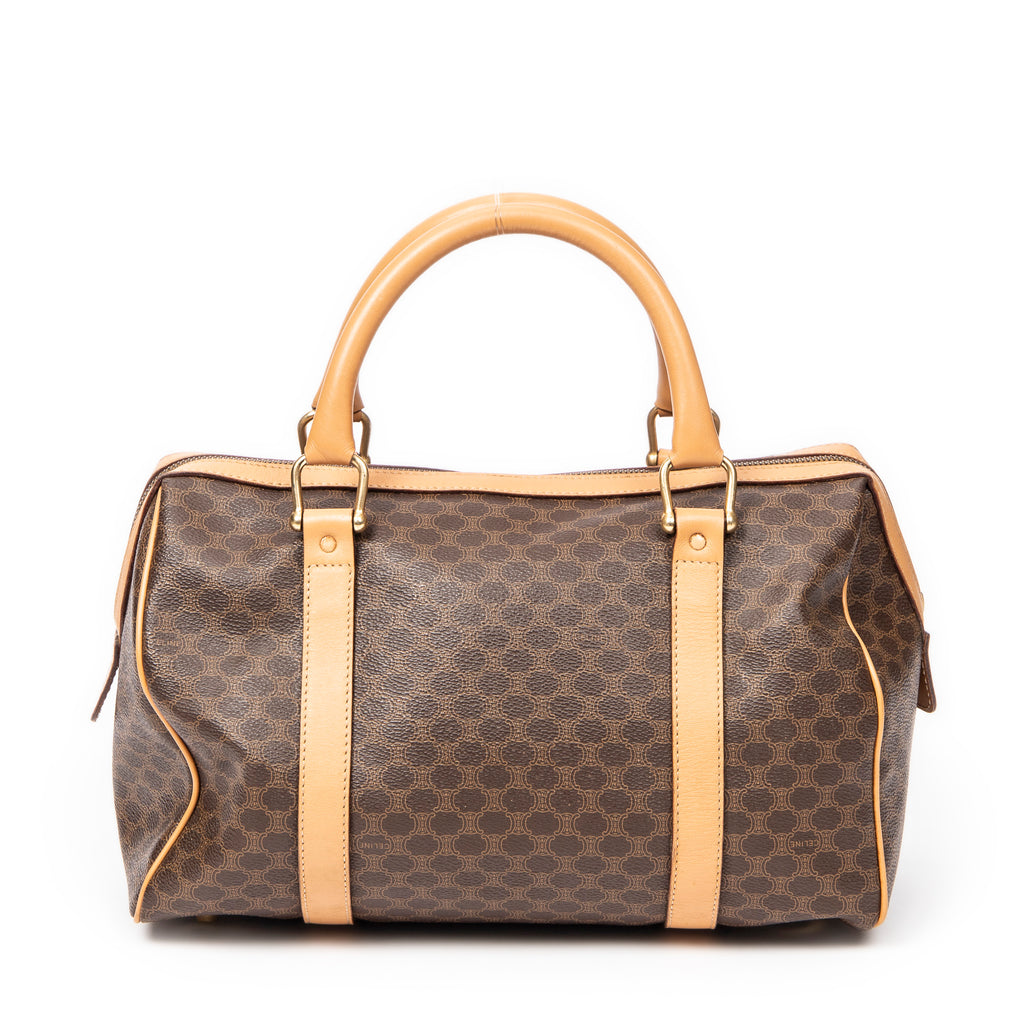 Handbag Vintage Small Boston Brown Macadam Coated Canvas