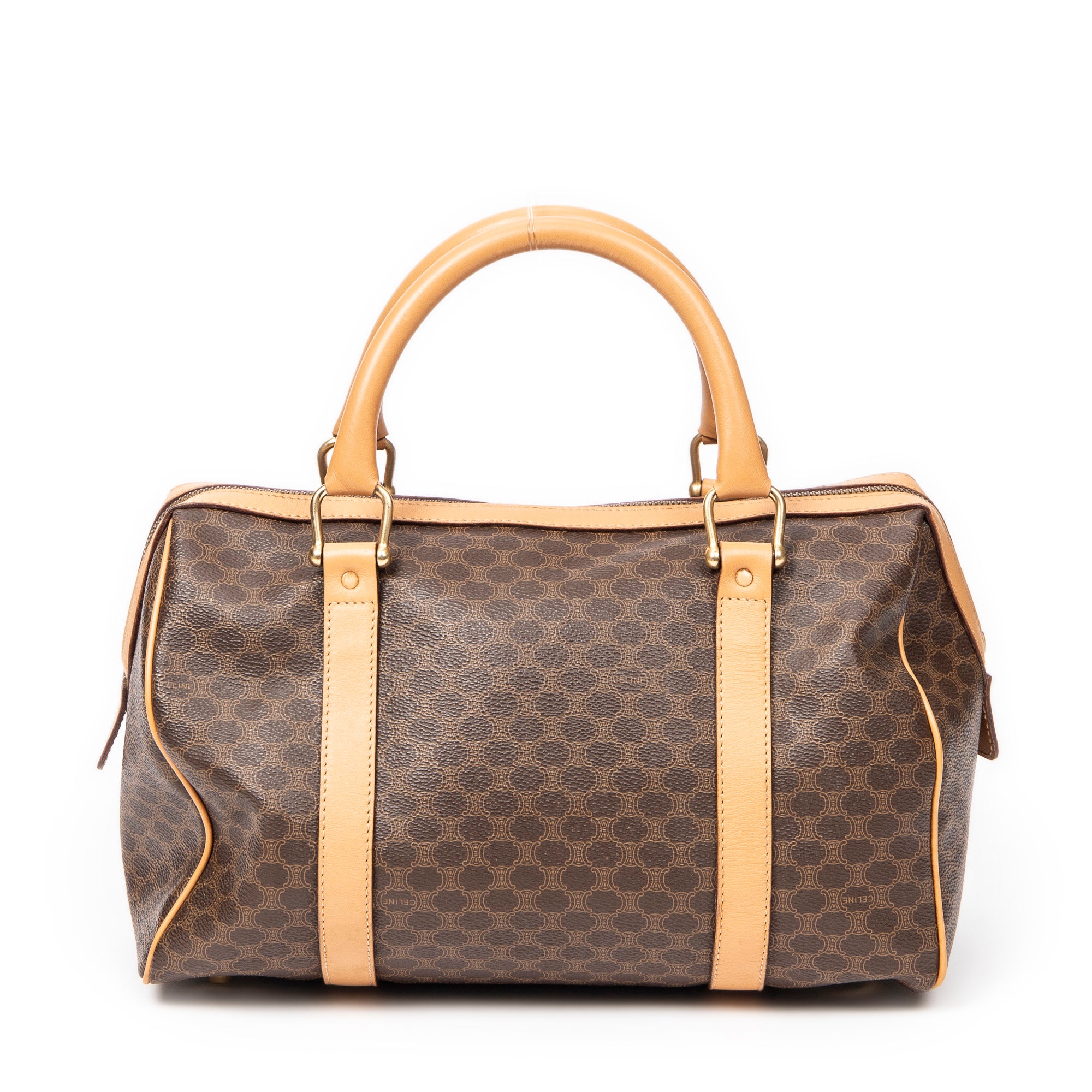 Handbag Vintage Small Boston Brown Macadam Coated Canvas