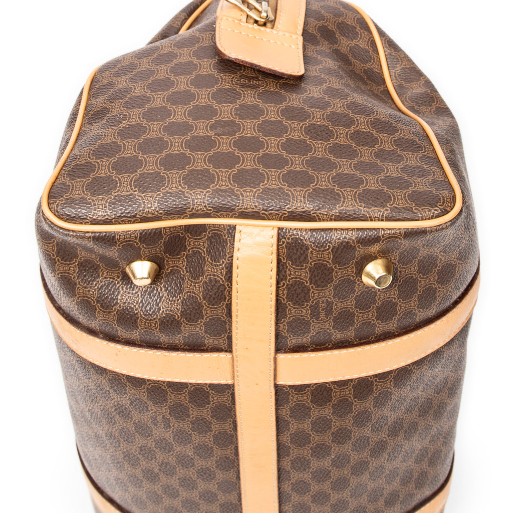 Handbag Vintage Small Boston Brown Macadam Coated Canvas