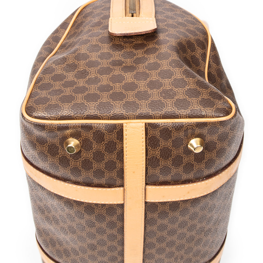 Handbag Vintage Small Boston Brown Macadam Coated Canvas