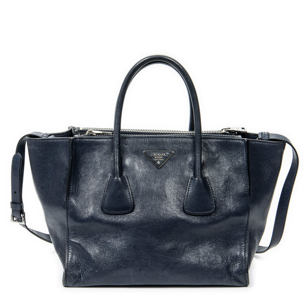 Shoulder bag Twin Pocket Double Handle Tote Navy Glaced Calfskin Leather