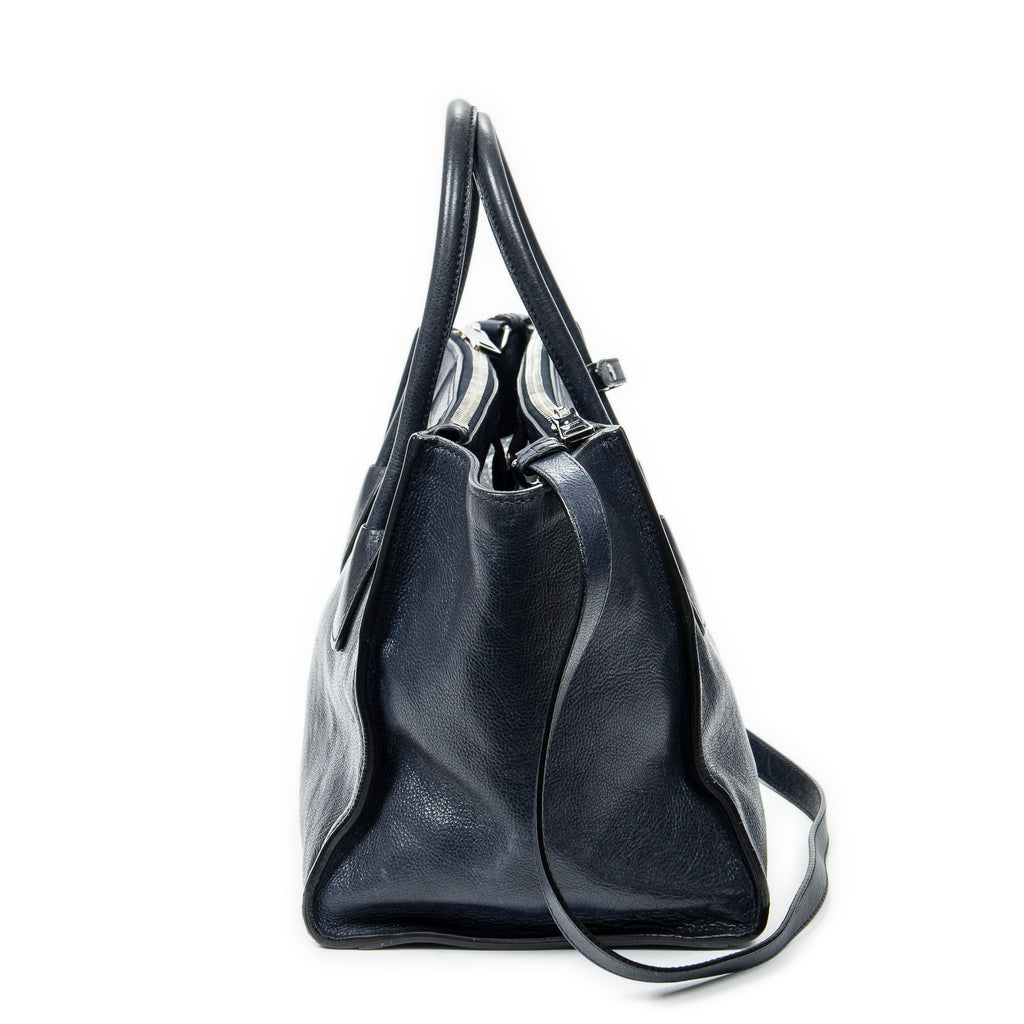 Shoulder bag Twin Pocket Double Handle Tote Navy Glaced Calfskin Leather