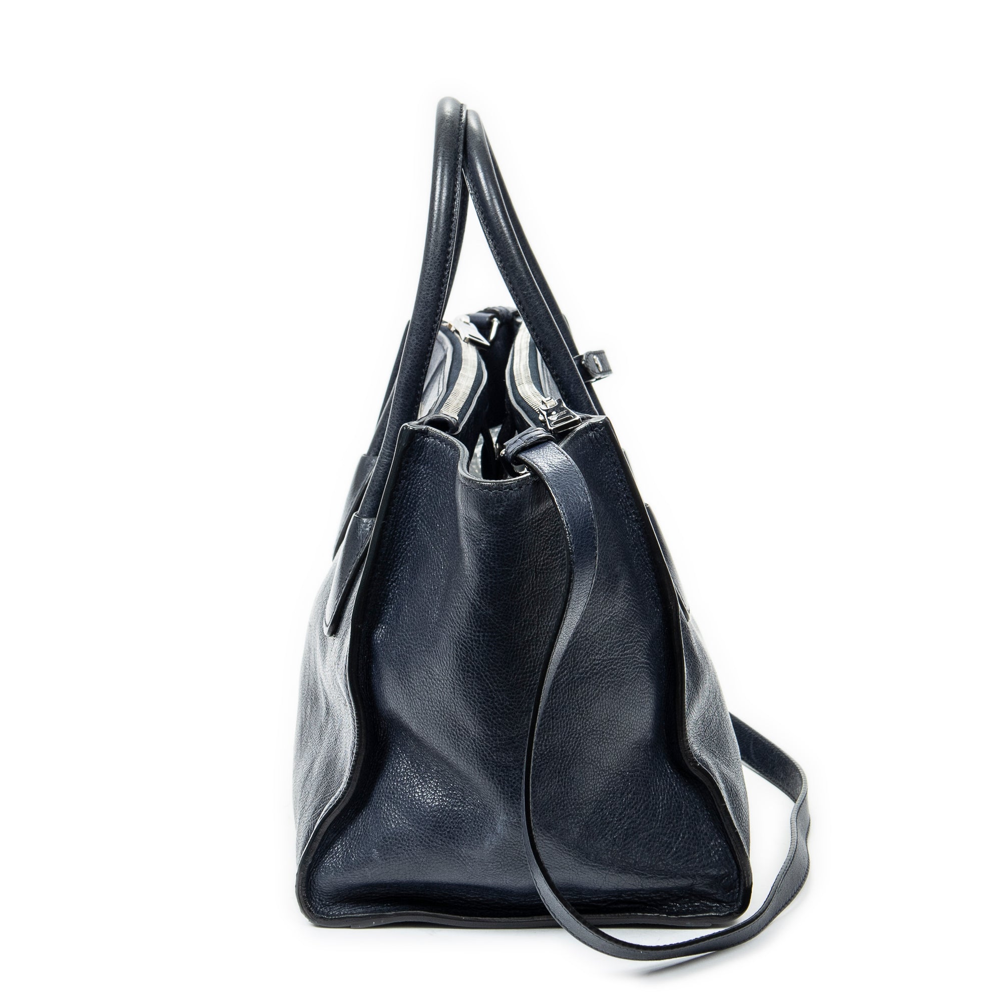 Shoulder bag Twin Pocket Double Handle Tote Navy Glaced Calfskin Leather