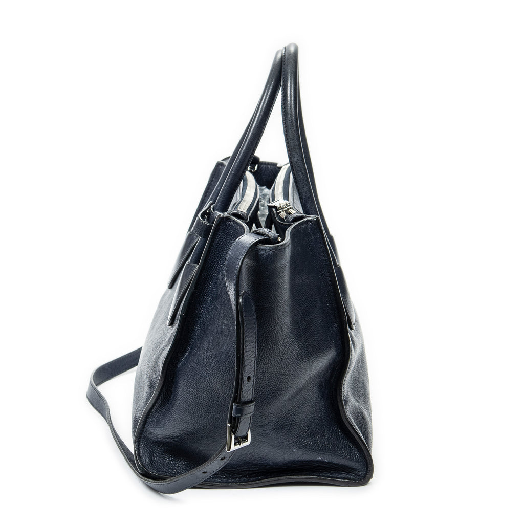 Shoulder bag Twin Pocket Double Handle Tote Navy Glaced Calfskin Leather