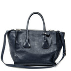 Shoulder bag Twin Pocket Double Handle Tote Navy Glaced Calfskin Leather