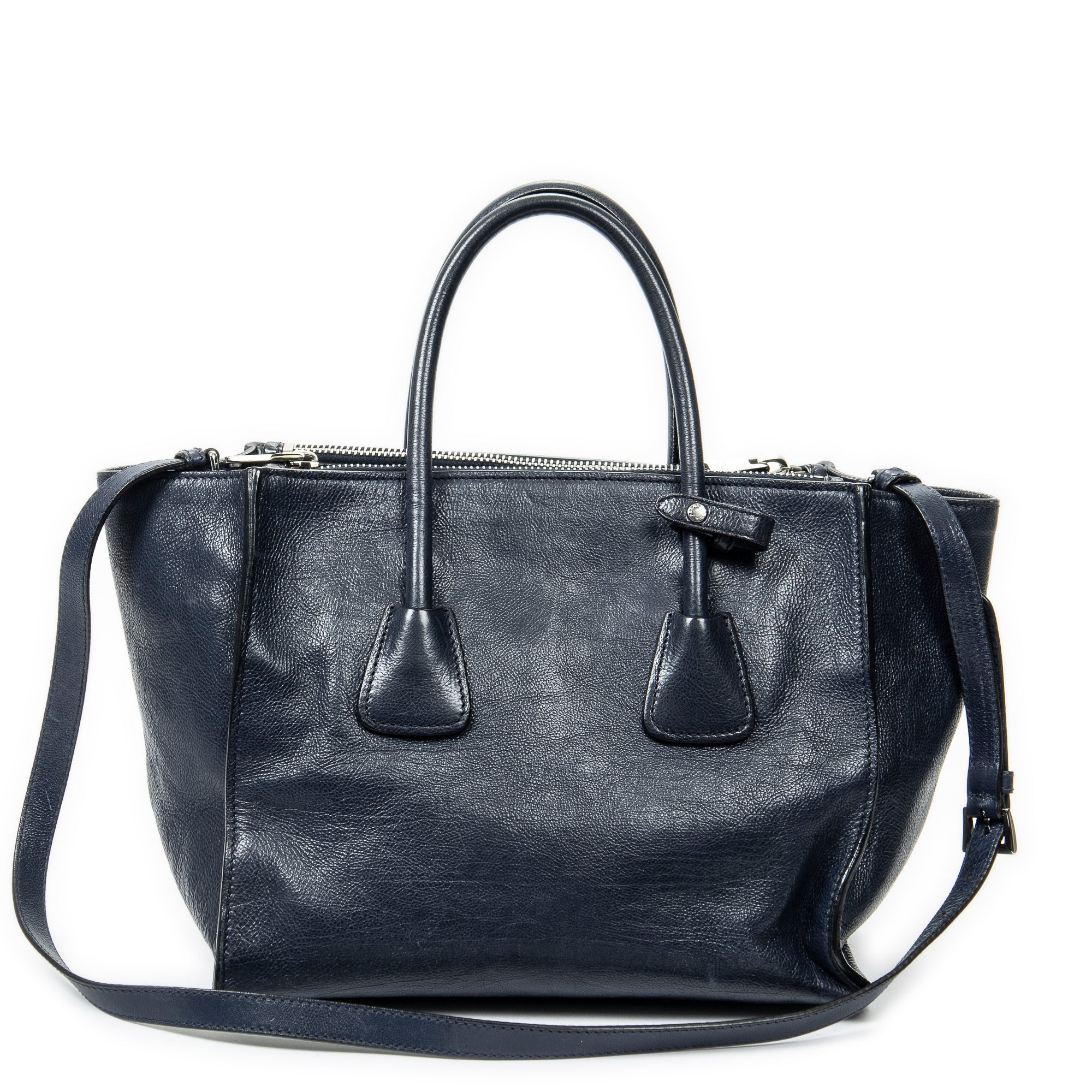 Shoulder bag Twin Pocket Double Handle Tote Navy Glaced Calfskin Leather