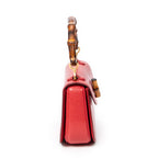 Shoulder bag Small Bamboo Top Handle Flap Red Calfskin Leather