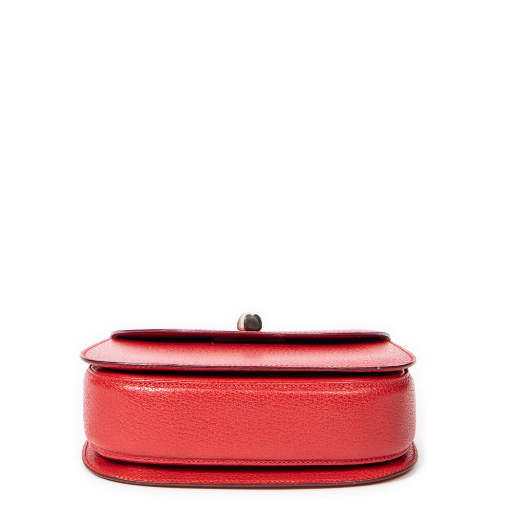 Shoulder bag Small Bamboo Top Handle Flap Red Calfskin Leather