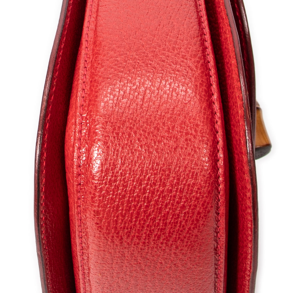 Shoulder bag Small Bamboo Top Handle Flap Red Calfskin Leather