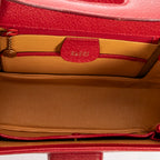 Shoulder bag Small Bamboo Top Handle Flap Red Calfskin Leather