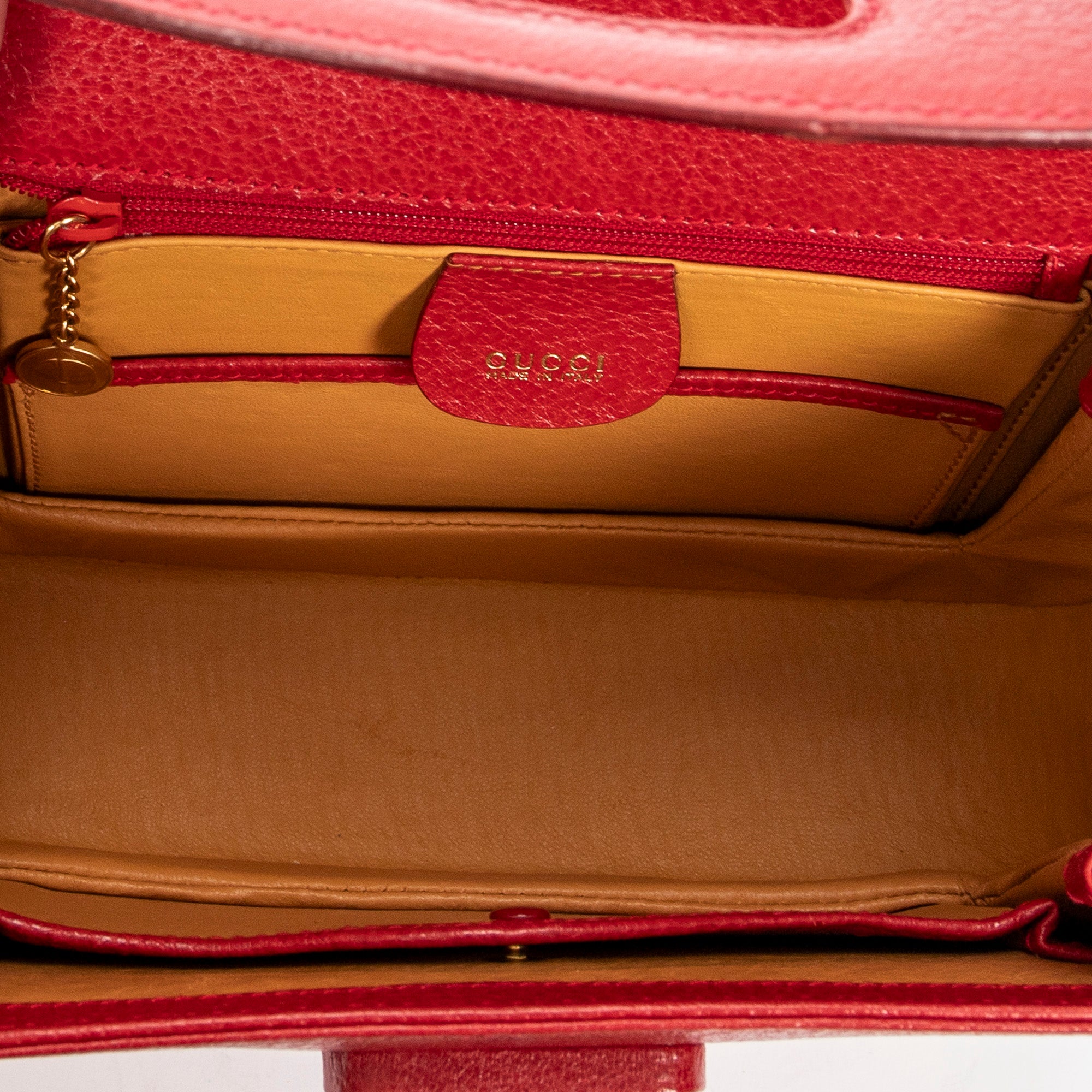Shoulder bag Small Bamboo Top Handle Flap Red Calfskin Leather