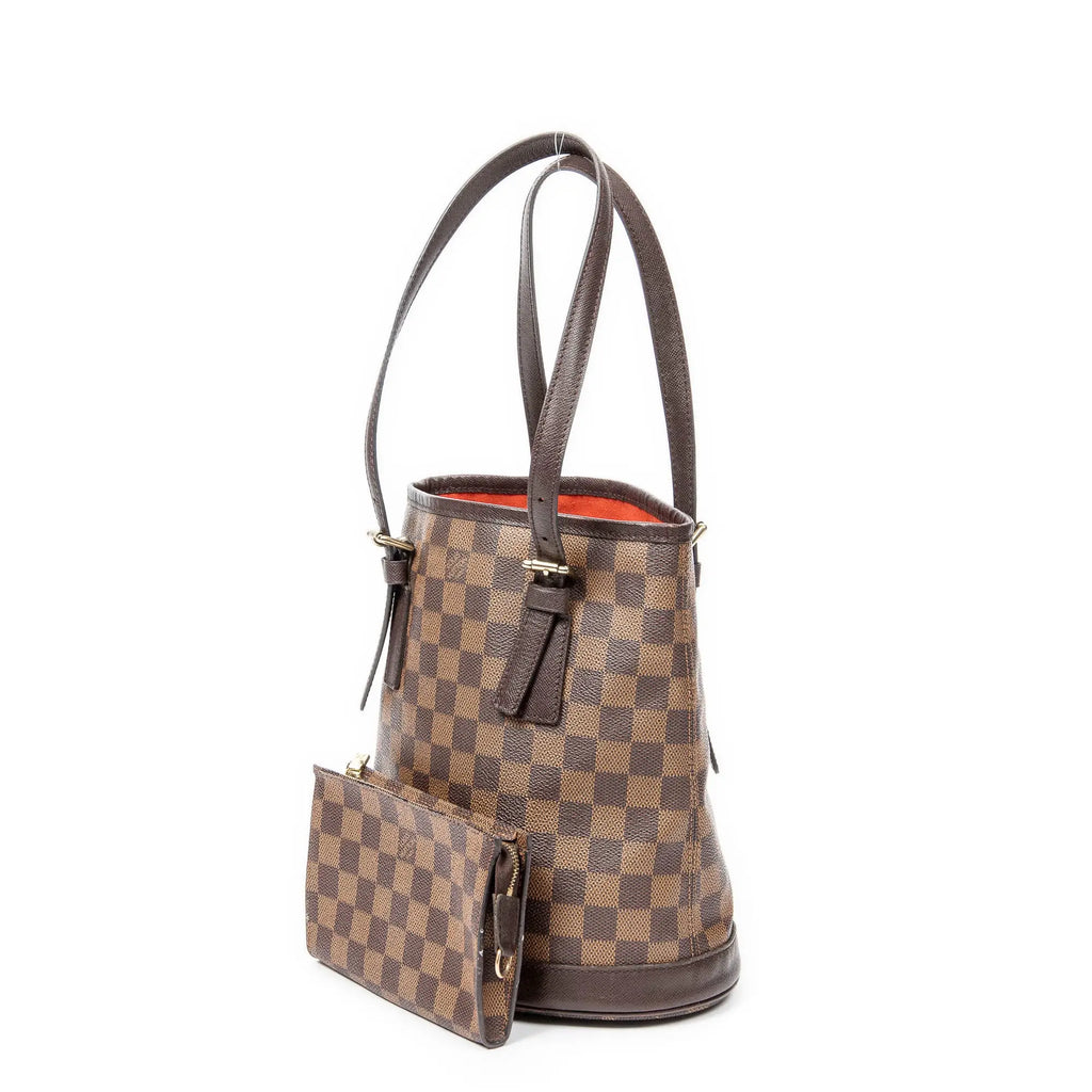 Bolso de hombro Marais en lona Damier Ebene marrón