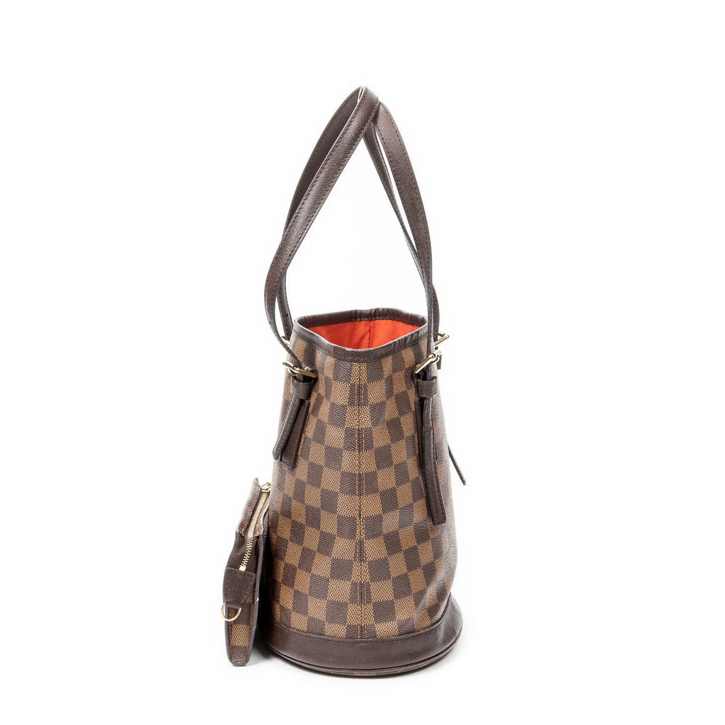 Bolso de hombro Marais en lona Damier Ebene marrón