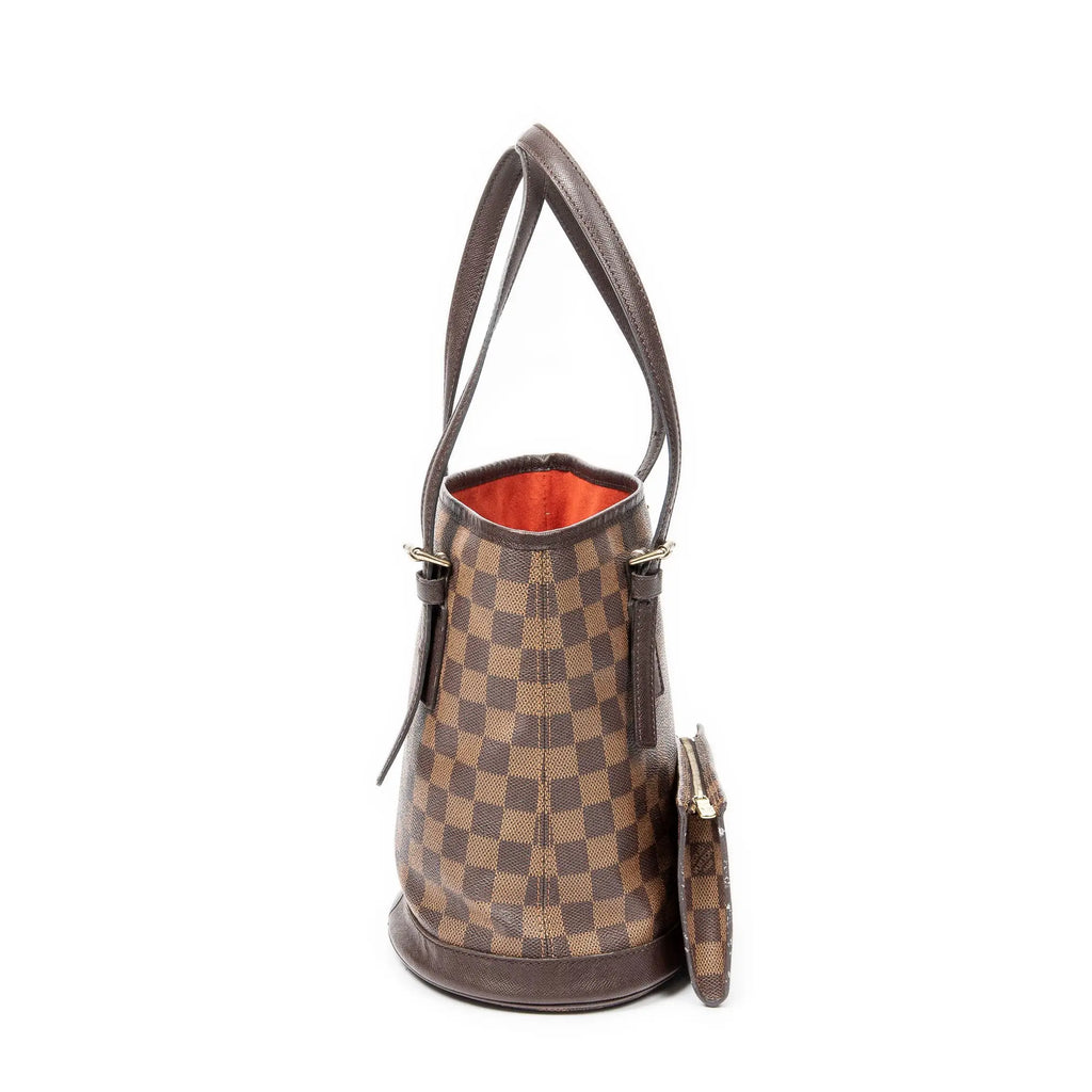 Bolso de hombro Marais en lona Damier Ebene marrón