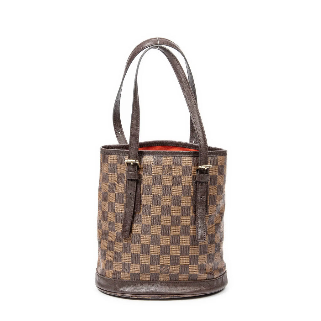 Bolso de hombro Marais en lona Damier Ebene marrón