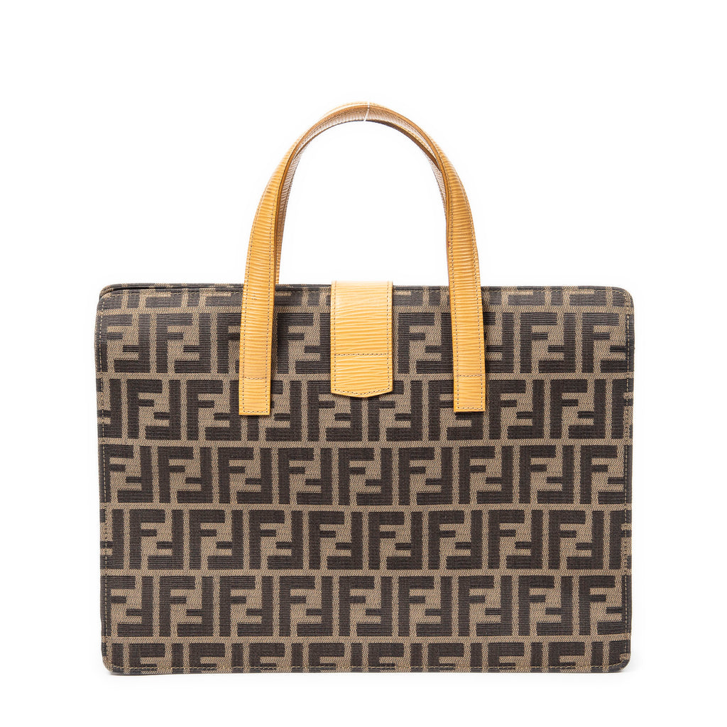 Handbag Vintage Pushlock Business Bag Brown Zucca Canvas