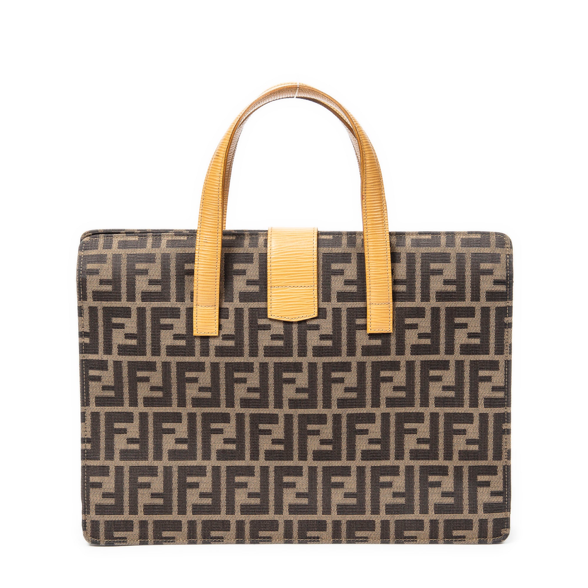 Handbag Vintage Pushlock Business Bag Brown Zucca Canvas