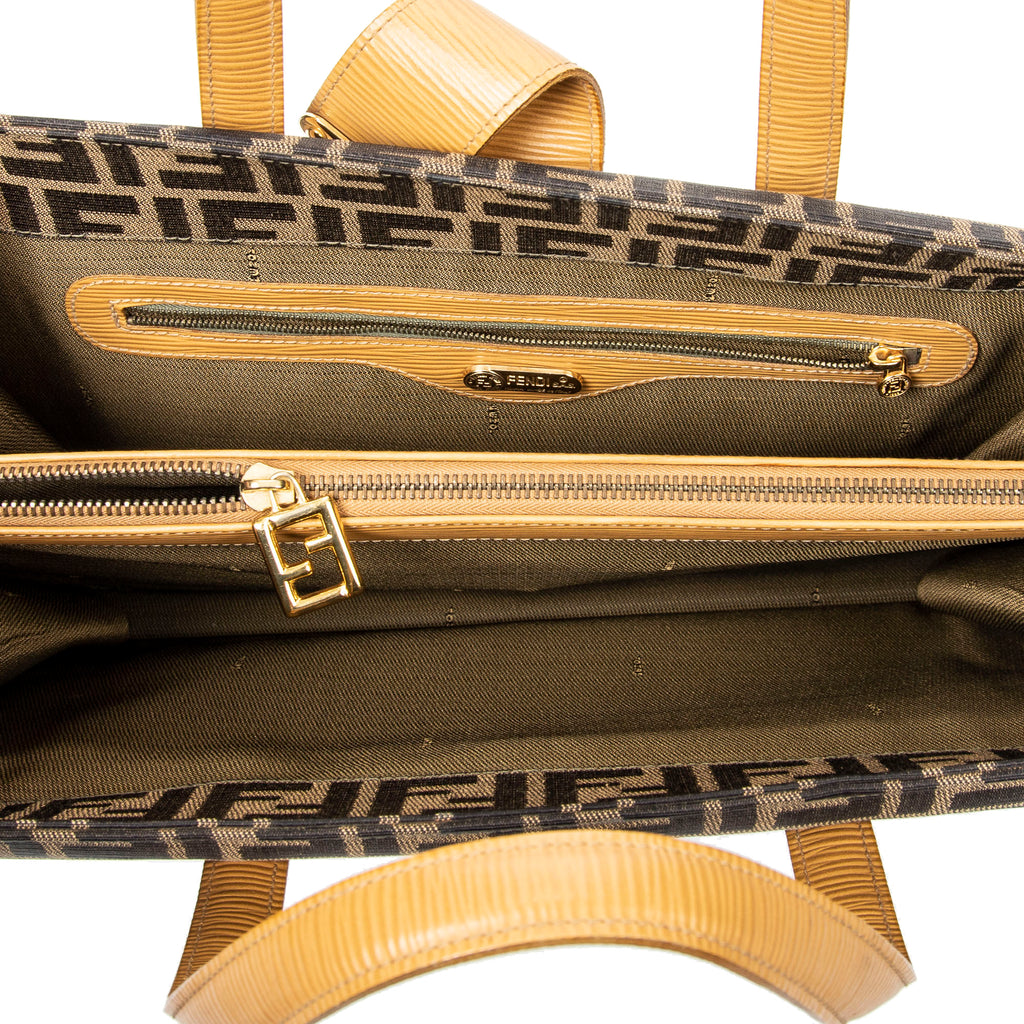 Handbag Vintage Pushlock Business Bag Brown Zucca Canvas