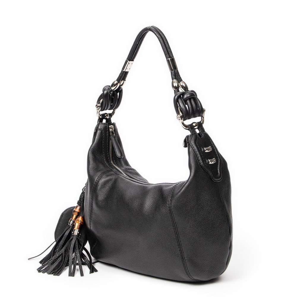 Shoulder bag Medium Techno Horsebit Hobo Black Grained Leather