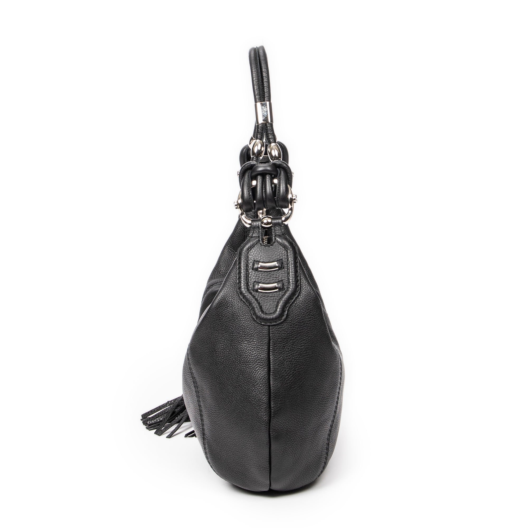 Shoulder bag Medium Techno Horsebit Hobo Black Grained Leather