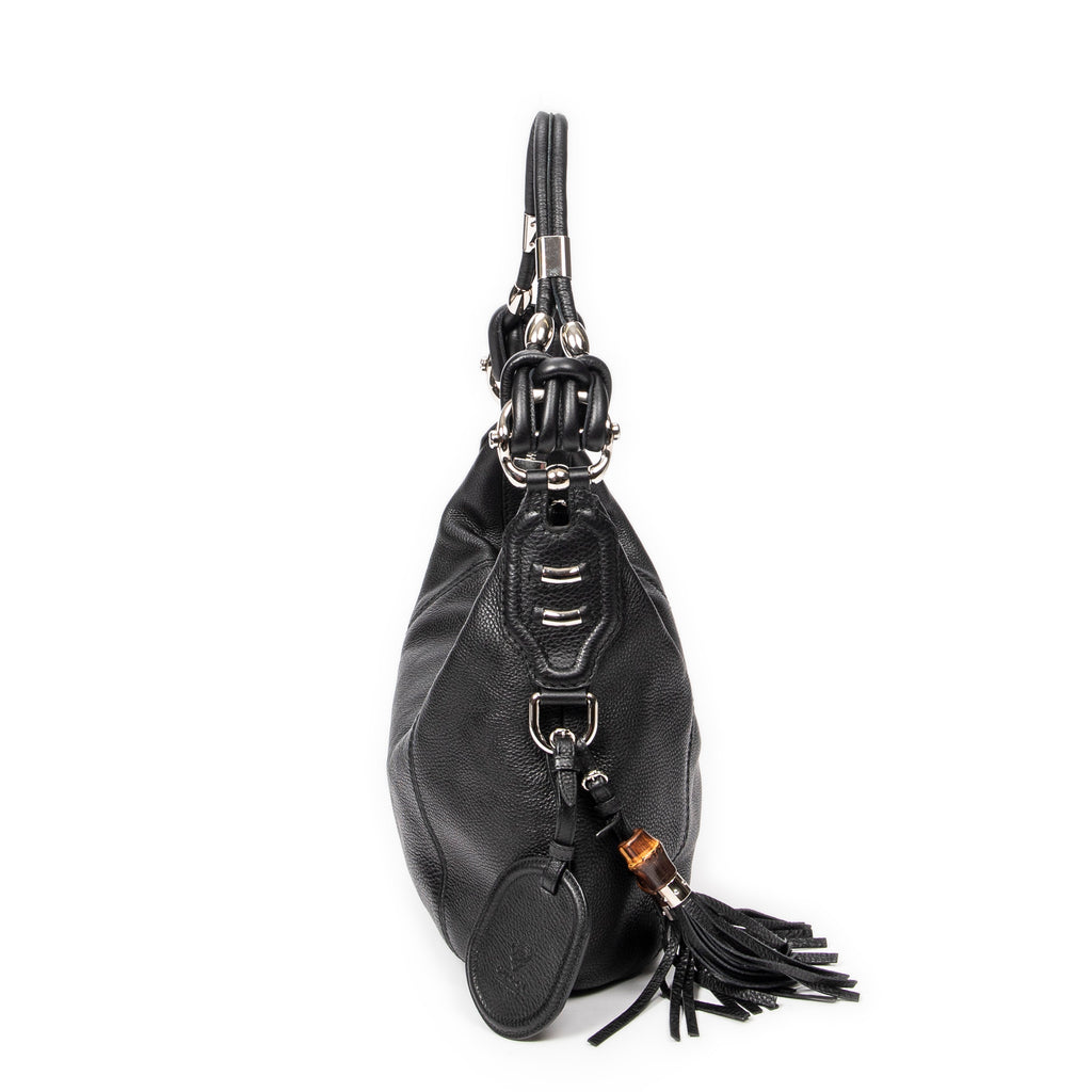 Shoulder bag Medium Techno Horsebit Hobo Black Grained Leather