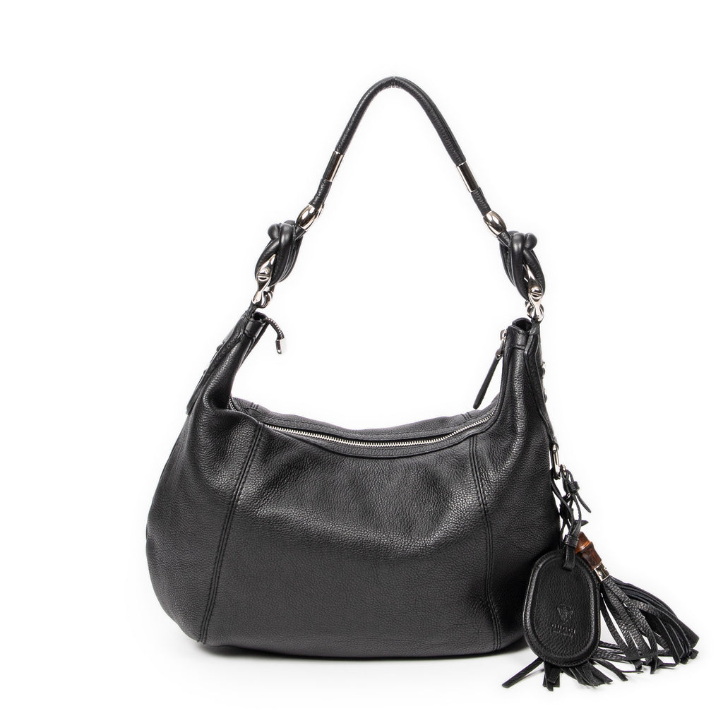 Shoulder bag Medium Techno Horsebit Hobo Black Grained Leather