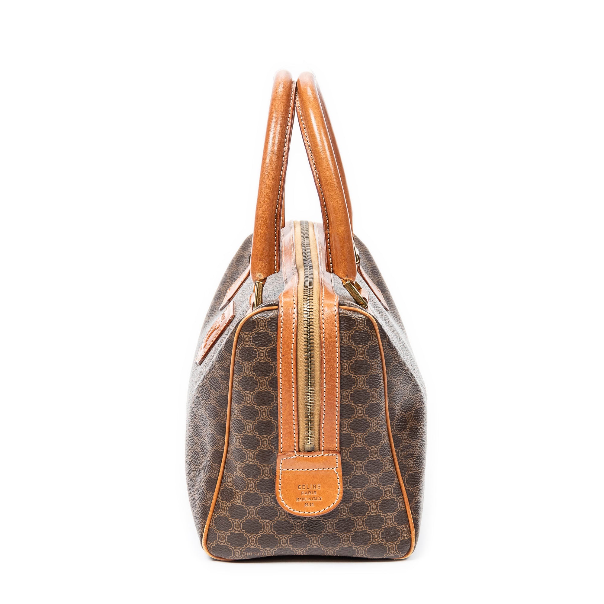Handbag Vintage Mini Boston Brown Macadam Coated Canvas