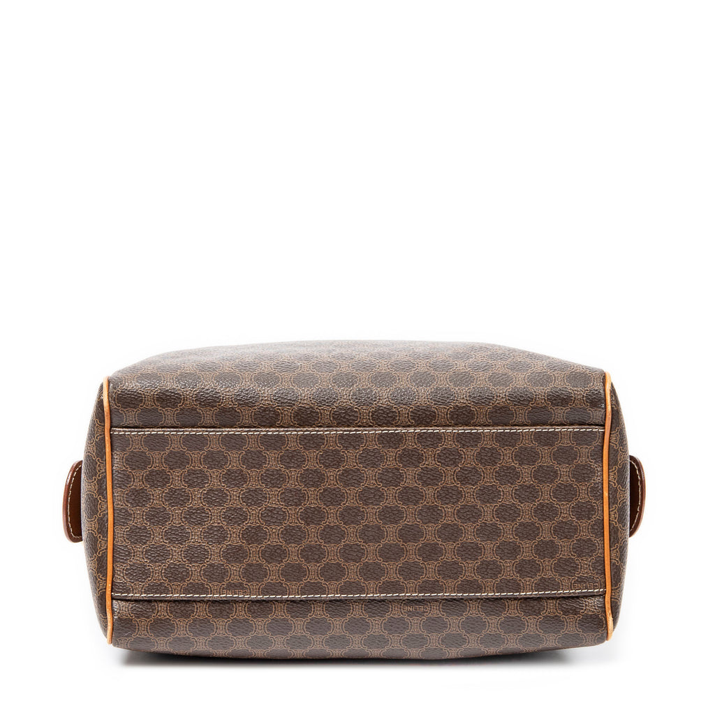 Handbag Vintage Mini Boston Brown Macadam Coated Canvas