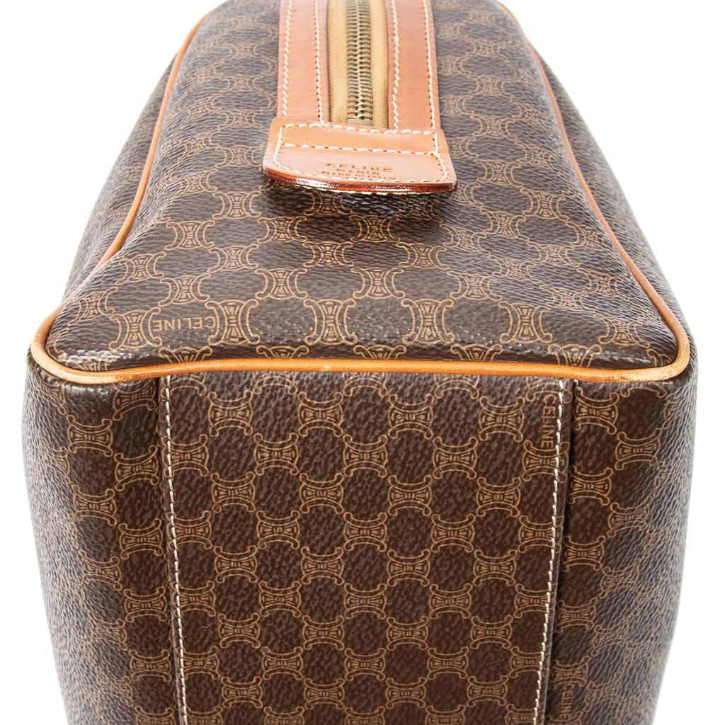 Handbag Vintage Mini Boston Brown Macadam Coated Canvas