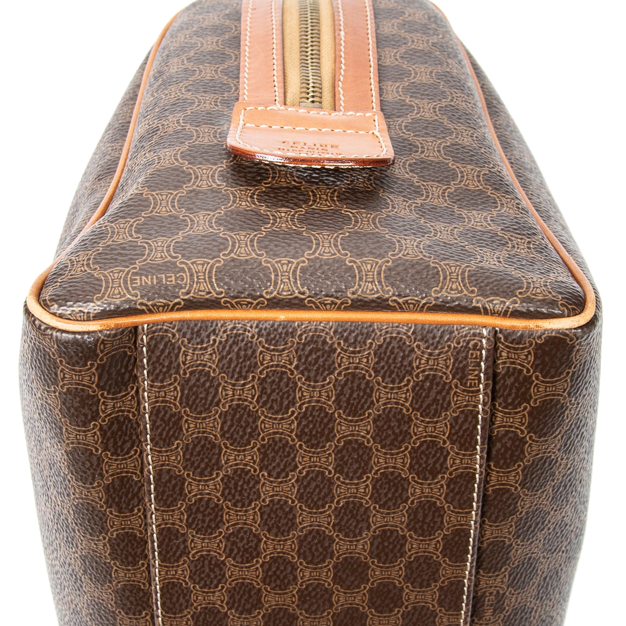 Handbag Vintage Mini Boston Brown Macadam Coated Canvas