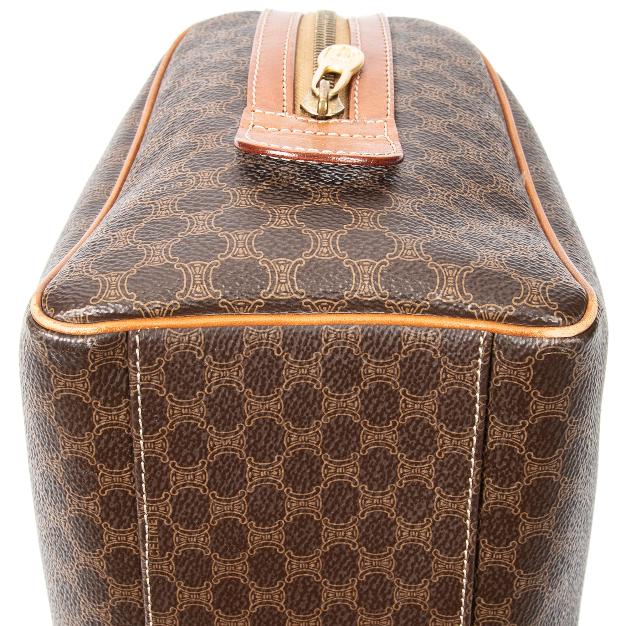 Handbag Vintage Mini Boston Brown Macadam Coated Canvas