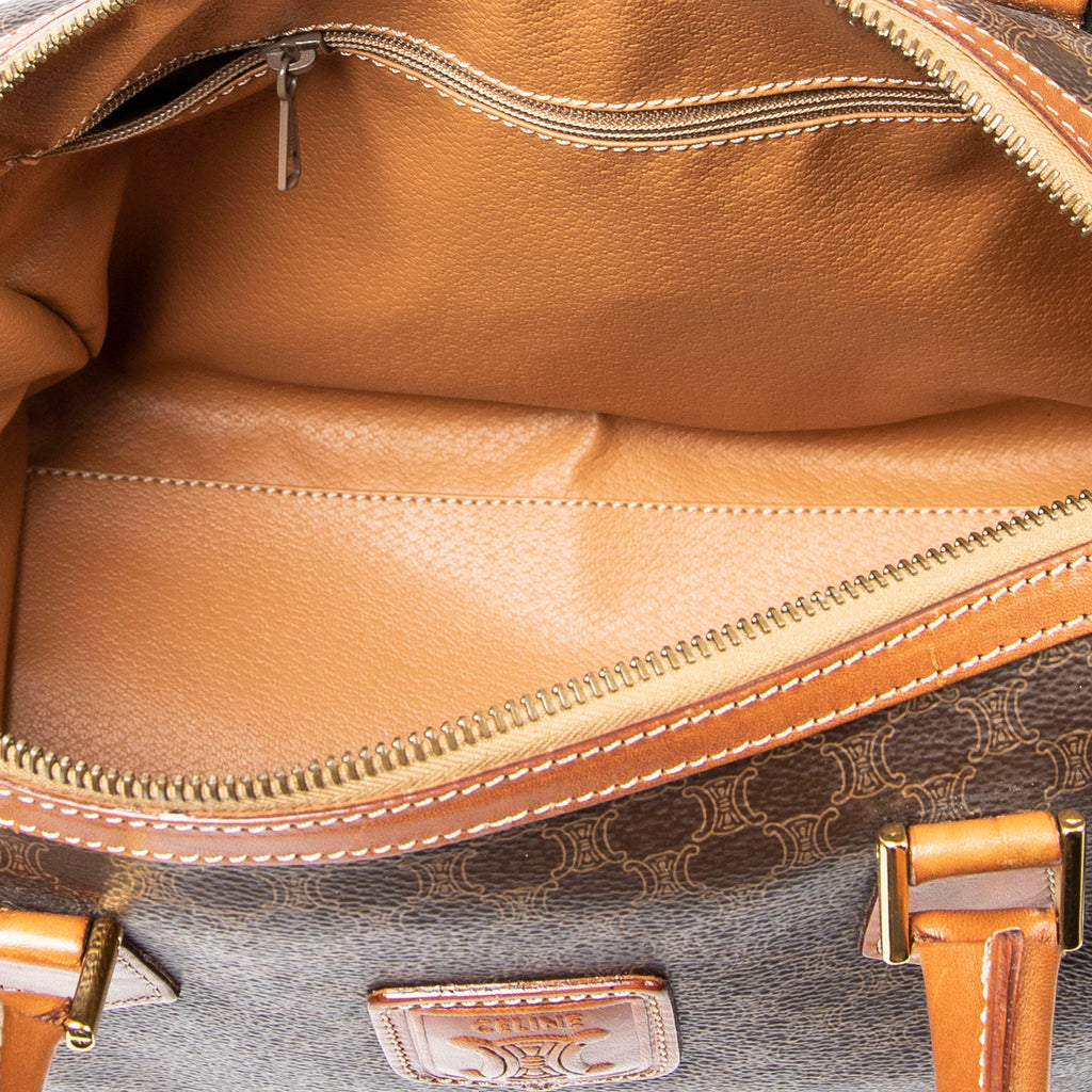 Handbag Vintage Mini Boston Brown Macadam Coated Canvas