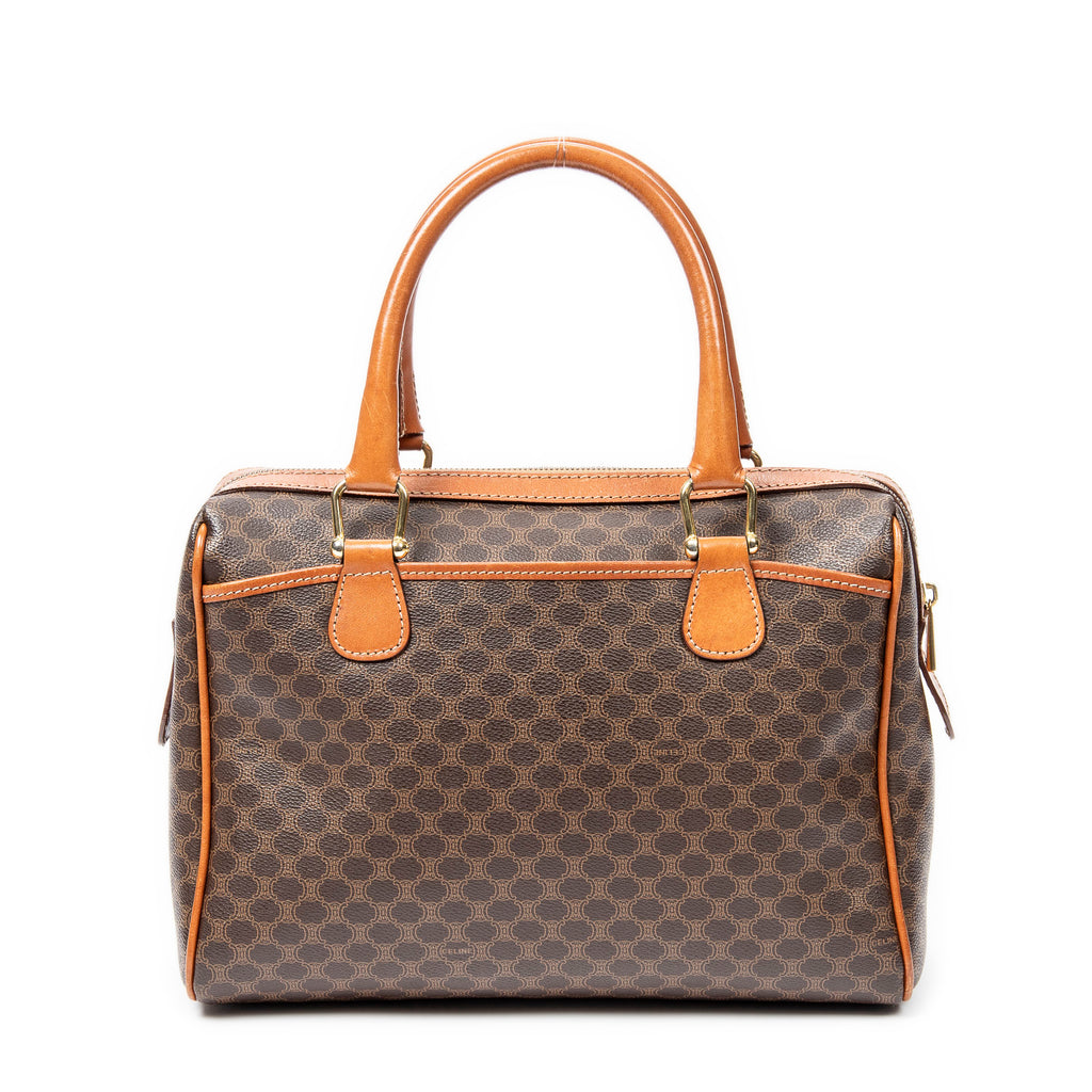 Handbag Vintage Small Boston Brown Macadam Coated Canvas