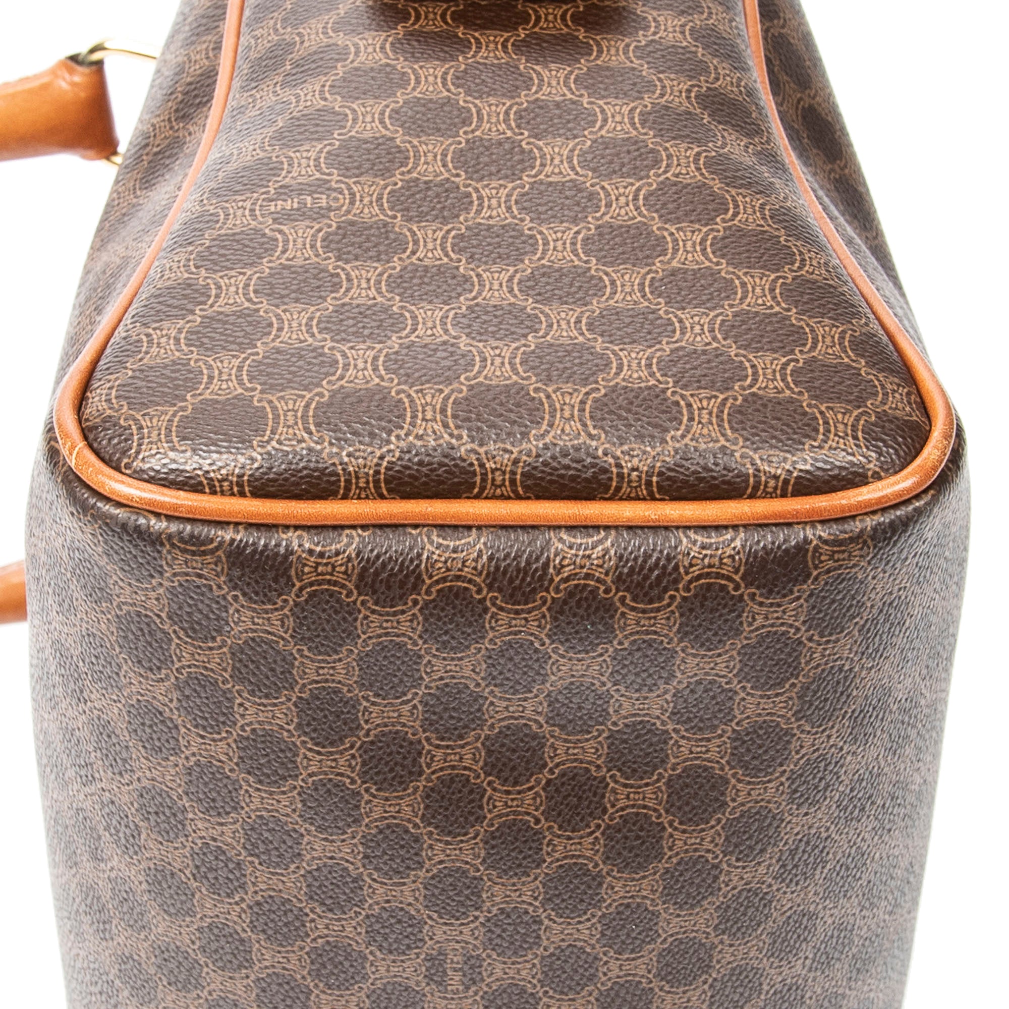 Handbag Vintage Small Boston Brown Macadam Coated Canvas