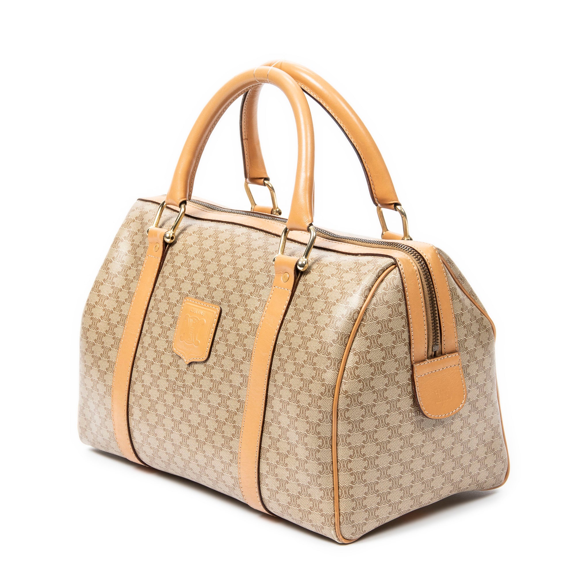 Handbag Vintage Small Boston Beige Macadam Coated Canvas