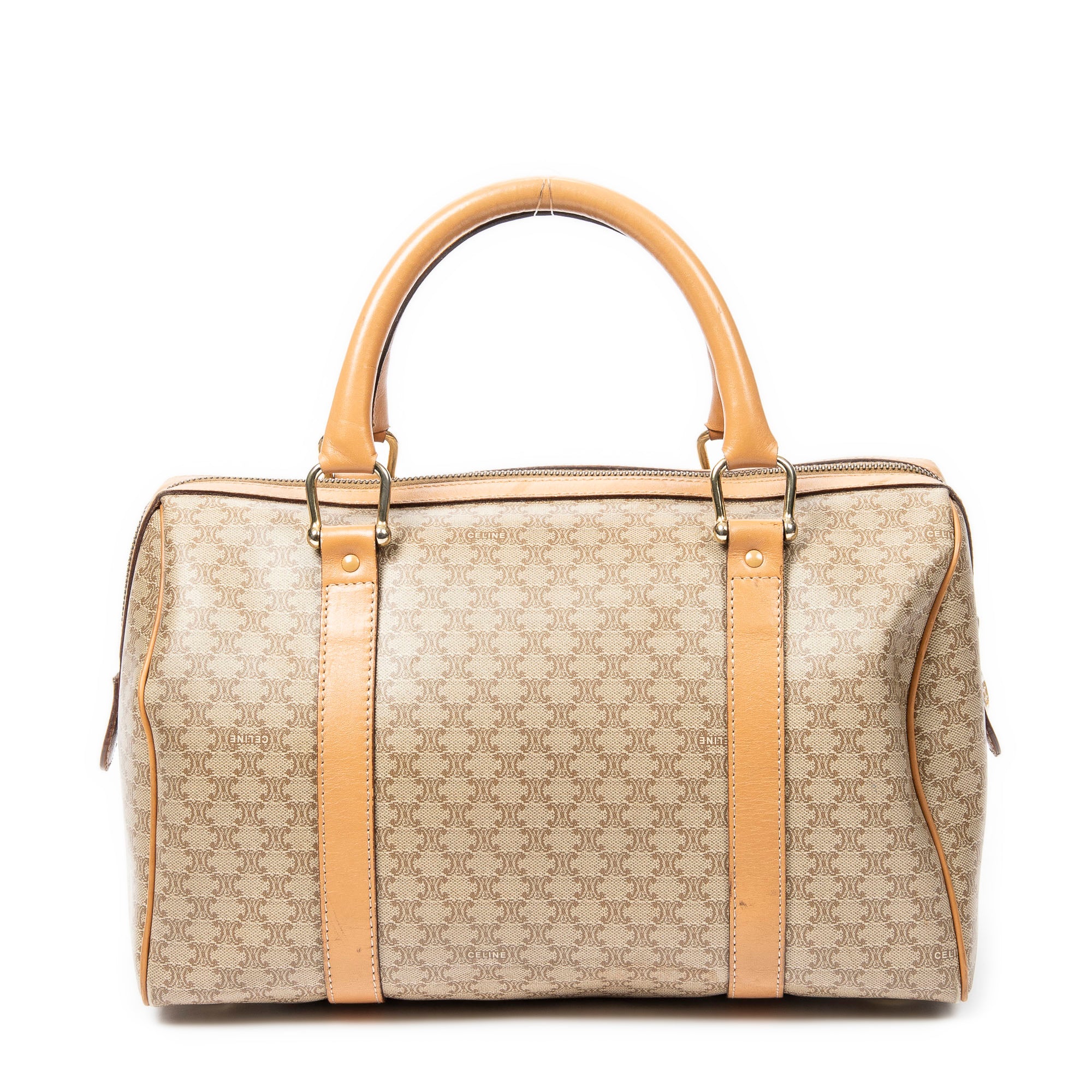Handbag Vintage Small Boston Beige Macadam Coated Canvas