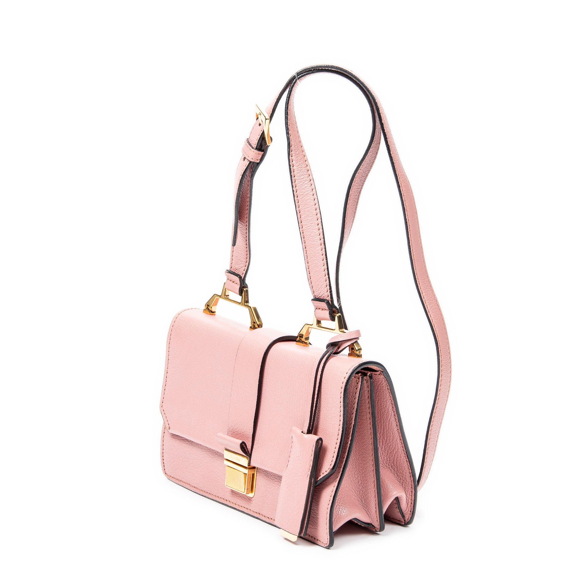 Shoulder bag Flap Crossbody Pink Goatskin Leather