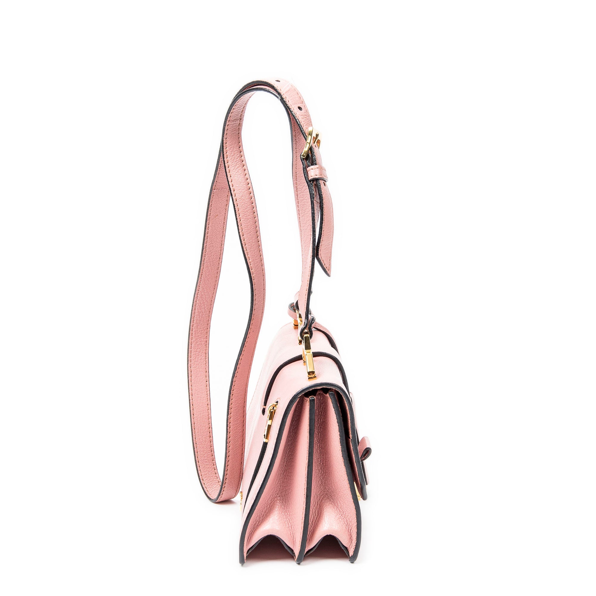 Shoulder bag Flap Crossbody Pink Goatskin Leather