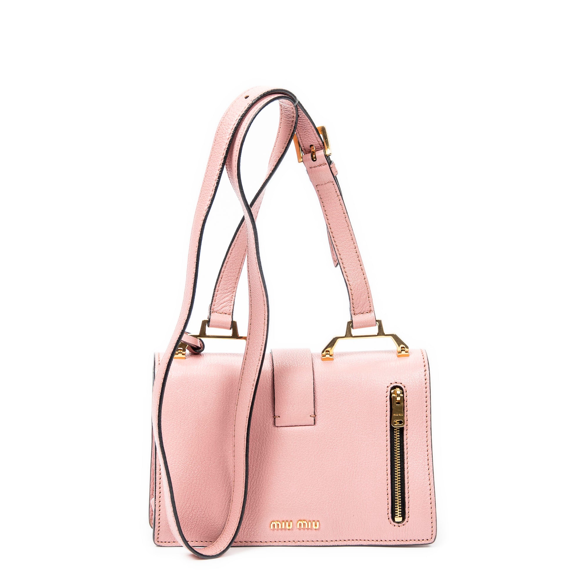 Shoulder bag Flap Crossbody Pink Goatskin Leather