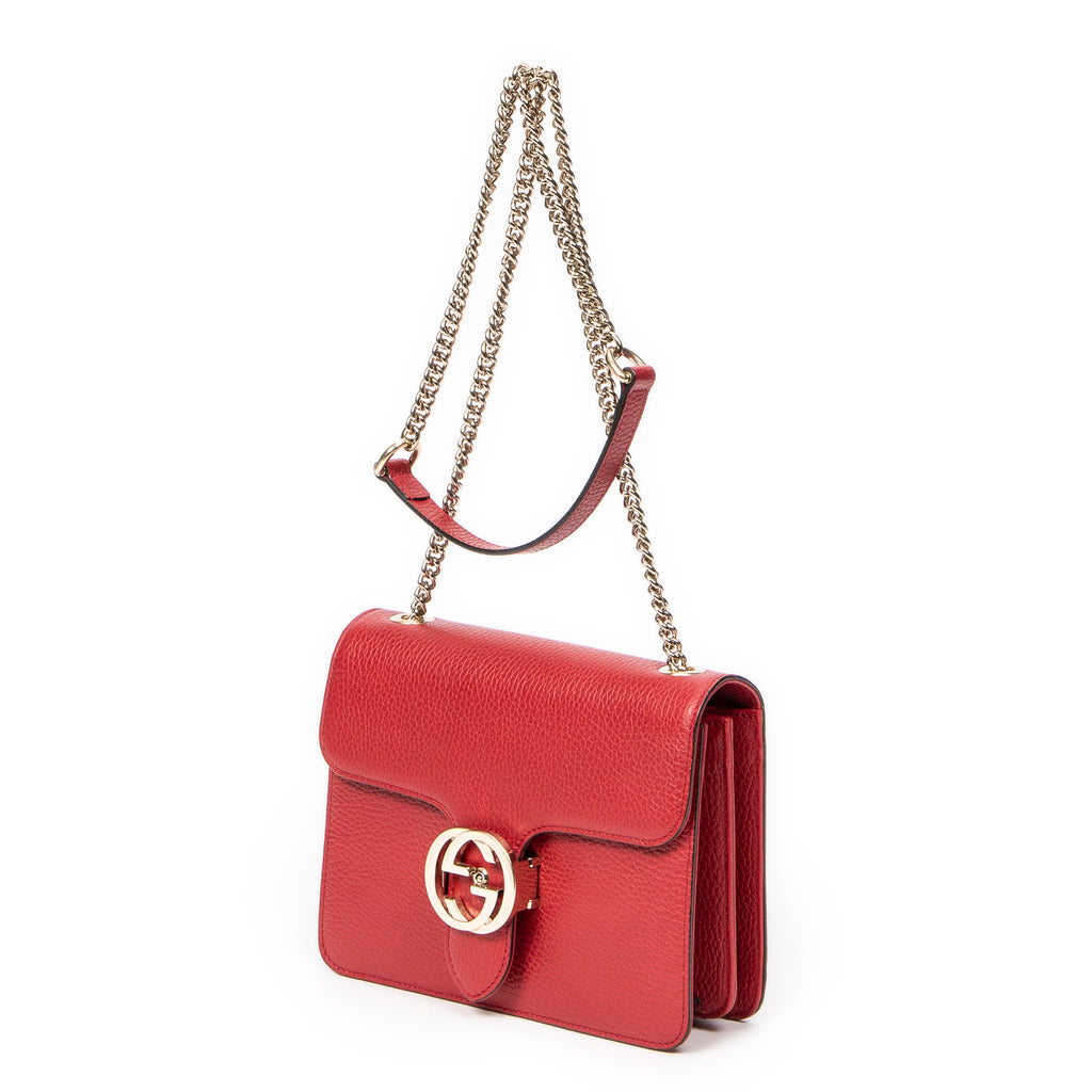 Shoulder bag Small Interlocking GG Chain Crossbody Red Grained Calfskin Leather