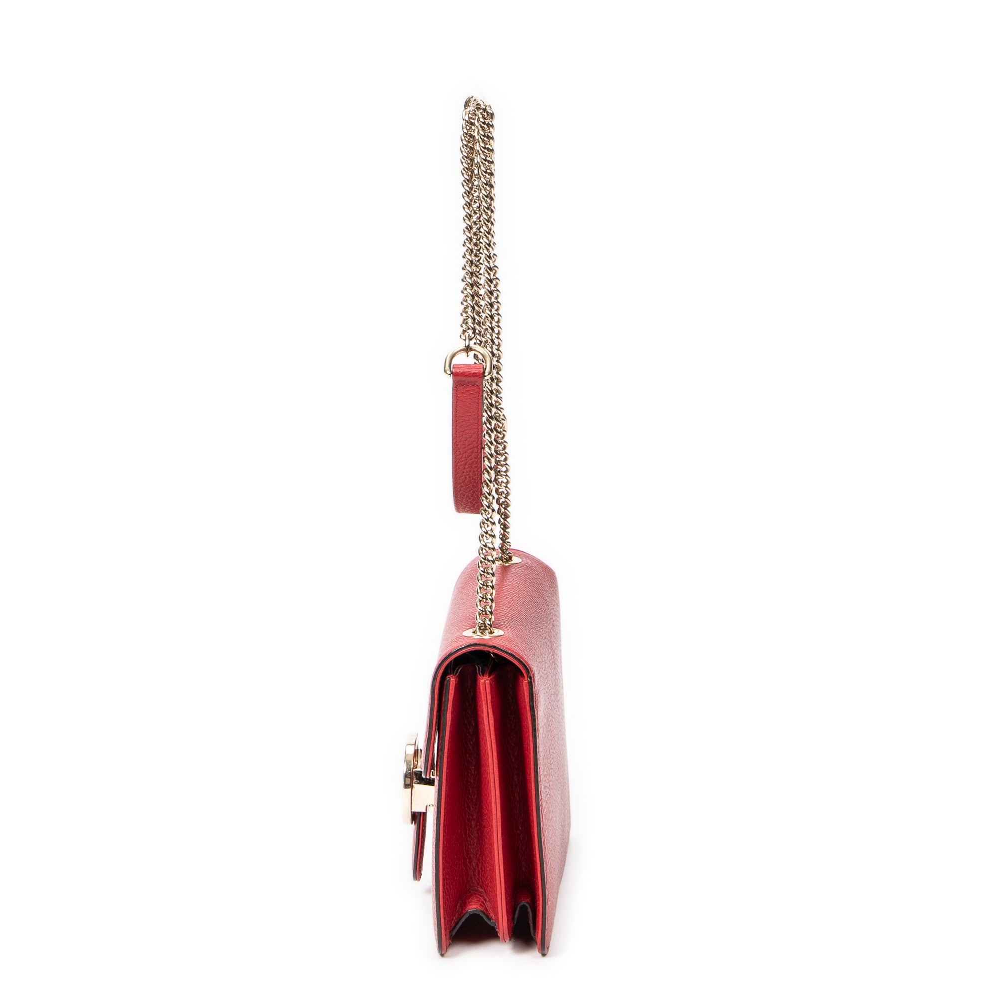 Shoulder bag Small Interlocking GG Chain Crossbody Red Grained Calfskin Leather
