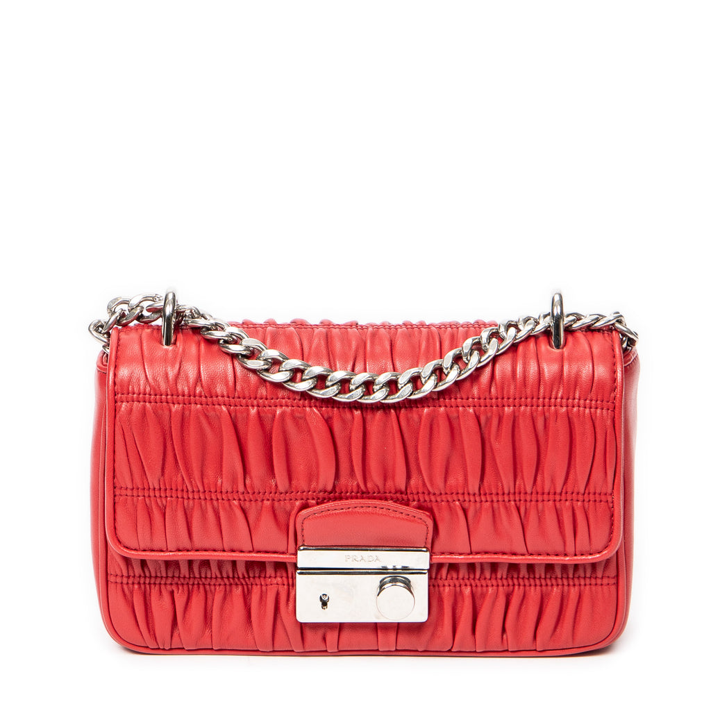 Shoulder bag Small Sound Chain Flap Red Nappa Gaufre Leather