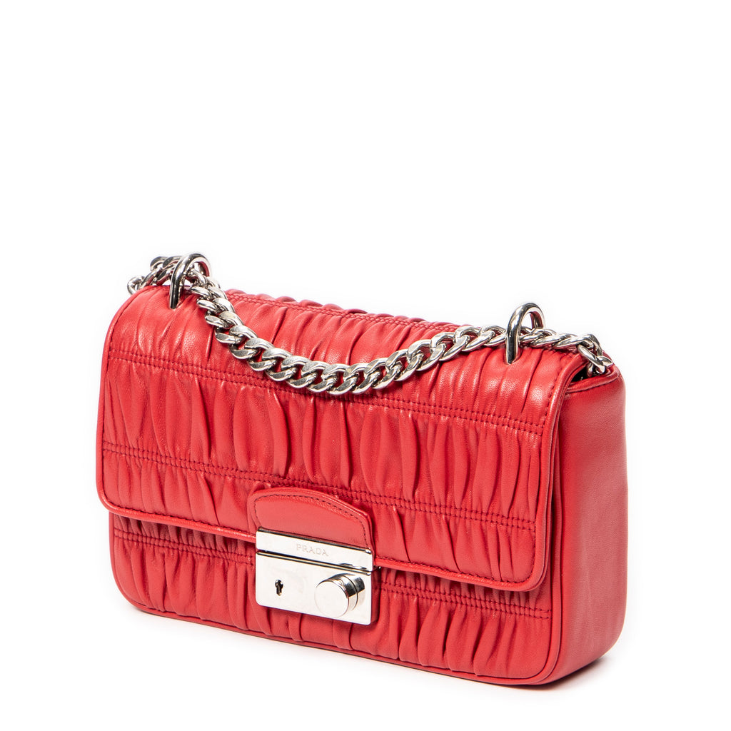 Shoulder bag Small Sound Chain Flap Red Nappa Gaufre Leather