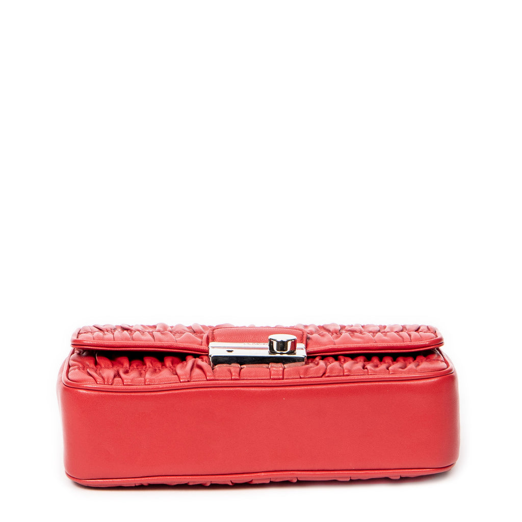 Shoulder bag Small Sound Chain Flap Red Nappa Gaufre Leather