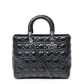 Handbag Large Lady Dior Zip Black Cannage Lambskin Leather