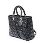 Handbag Large Lady Dior Zip Black Cannage Lambskin Leather