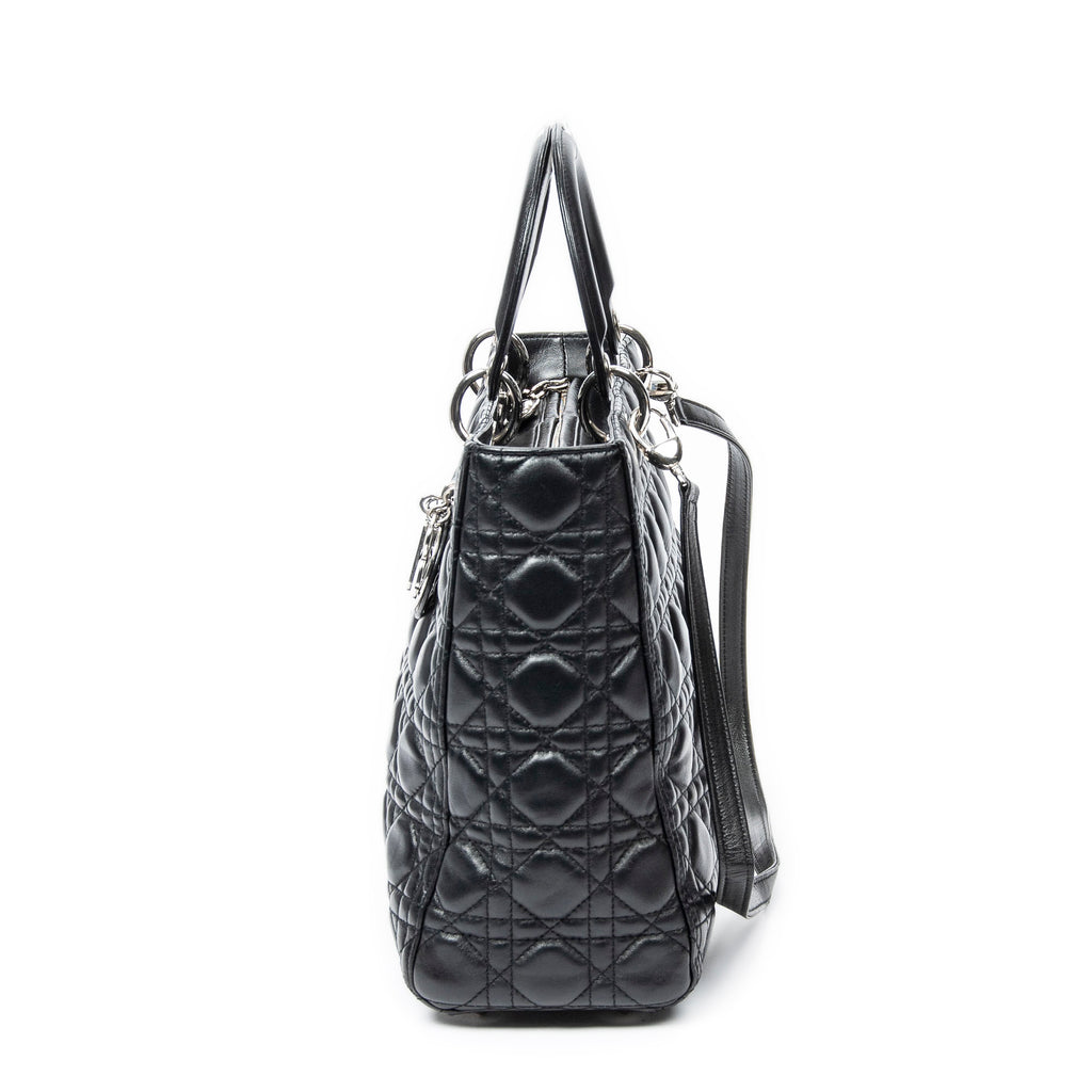 Handbag Large Lady Dior Zip Black Cannage Lambskin Leather